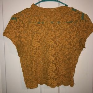 Mustard Yellow See Through Crop Top